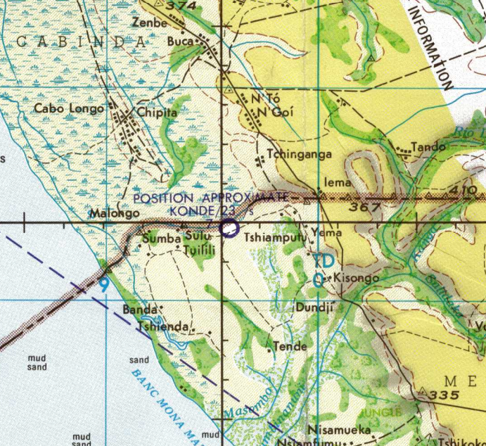 L'Aéroport de Konde sur les Joint Operations Graphics de 1967 publiées par la U.S. Defense Mapping Agency